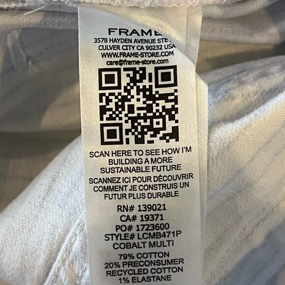 FRAME LE CROP MINI BOOT PINSTRIPE‎ JEANS IN COBALT MULTI NWT WOMEN'S SIZE 25 - Picture 14 of 16